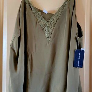Melrose and Market Olive Lace Trim Cami Plus Size